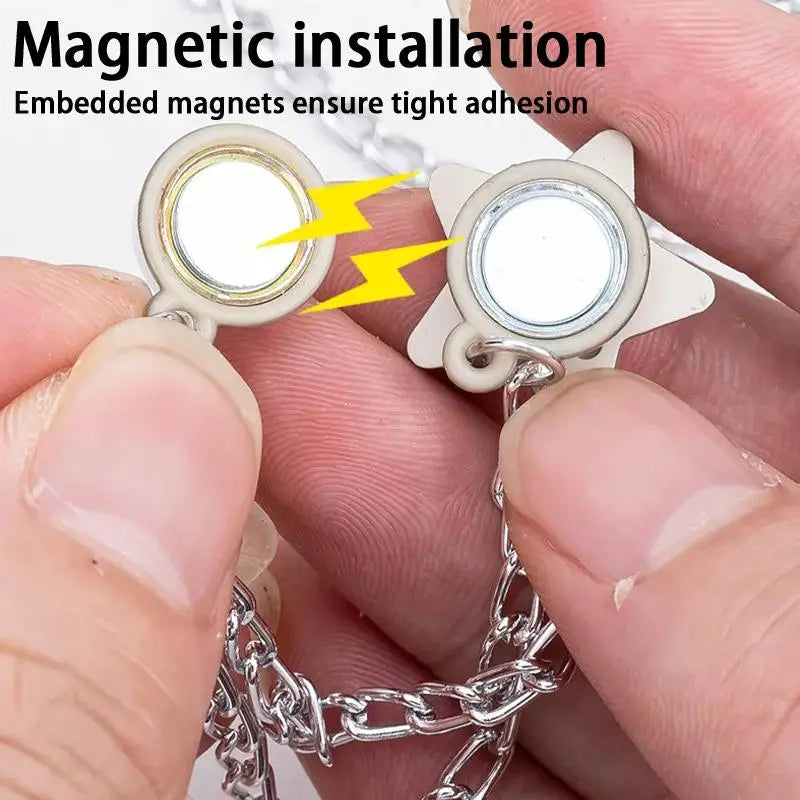 2pcs Multi-Function Magnetic Clothing Clip With Chain Metal Buttons Clip Clothes Scarf Trouser Legs Cuff Fixing Magnet Pin Qme
