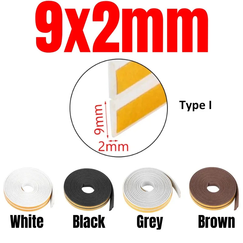 20-2m D-type Door Sealing Strip Acoustic Foam Windproo Warm Window Sealing Strip Door Bottom Gap Filling Sound Insulation Strip Qme 9x2mm I Type 20m Grey