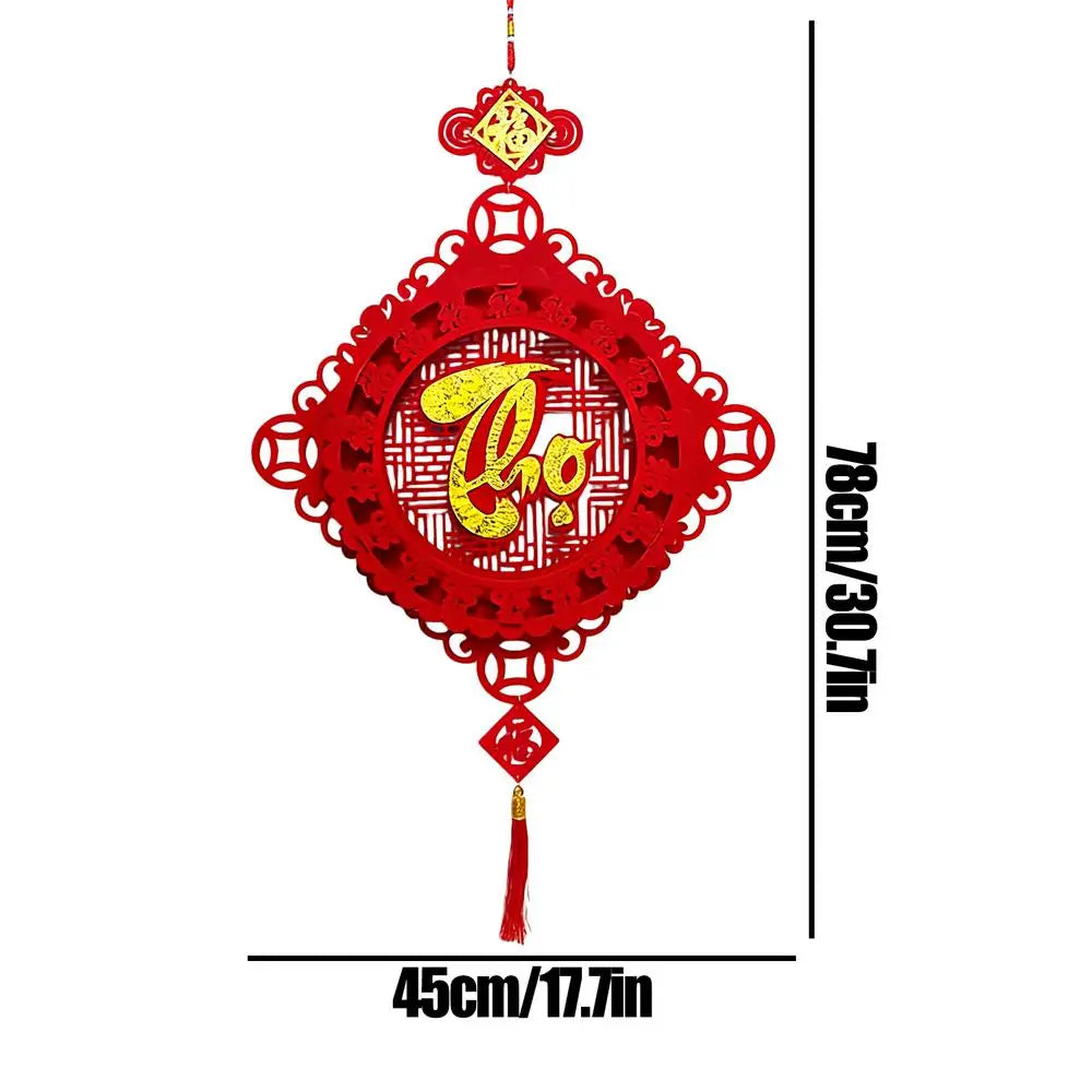 Chinese New Year Decorations 2026 New Year Auspicious Decor Flocking Tree Ornaments Festival Charm for Home Office Car Door Wall Qme Style J