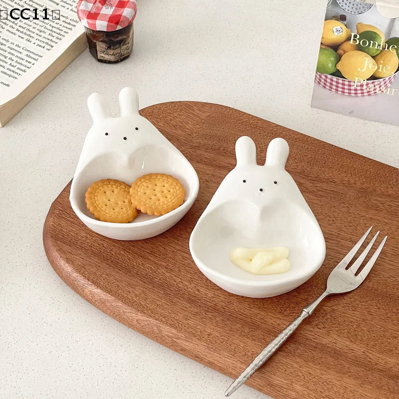 Cute Plastic Goose Rabbit Shaped Dishes Mini Cream Bowls Adorable Qme