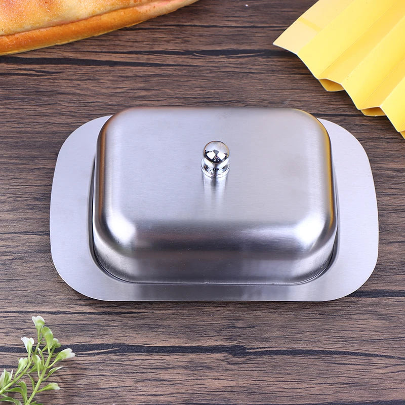 Retro French Butter Box Storage Tray Tableware Stainless Steel Dish Qme