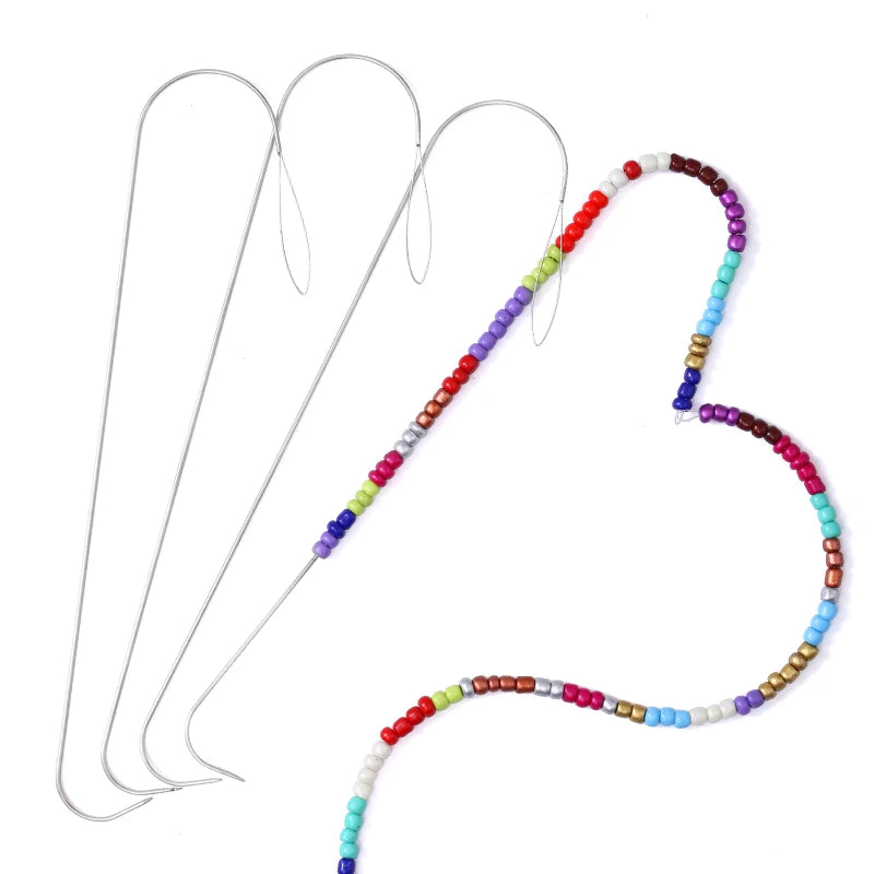 2/5Pcs 5.3 Inches Large Eye Curved Beading Needles Bead Spinner Needle for Glass Seed Beads Bracelet Necklace Jewelry Making DIY Qme