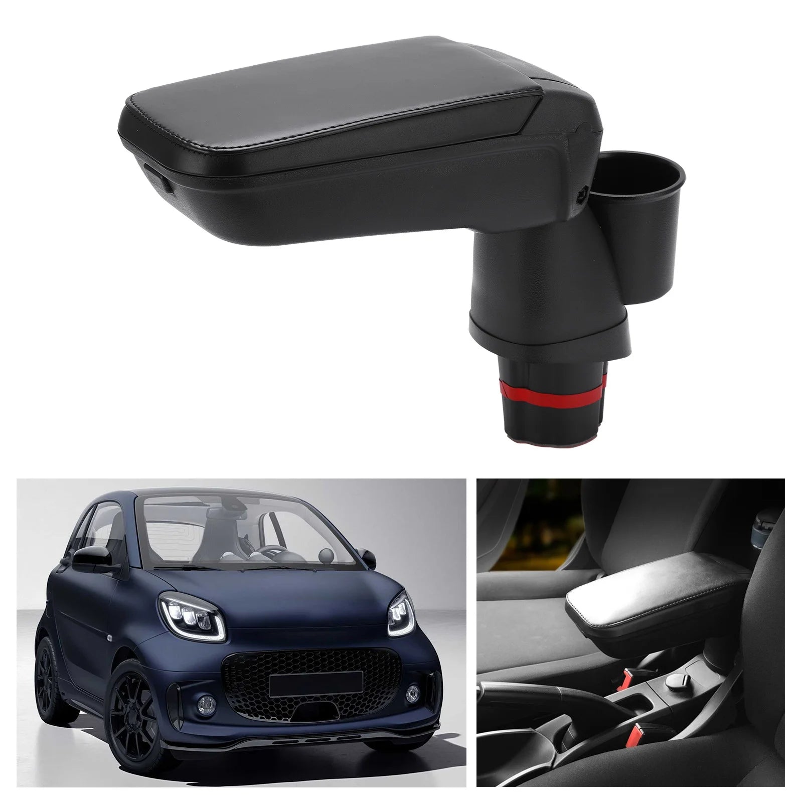 Car Center Console Armrest Box with Water Cup Holder Replacement for Mercedes Smart Fortwo Forfour 453 15-19 Water Cup Holder Qme