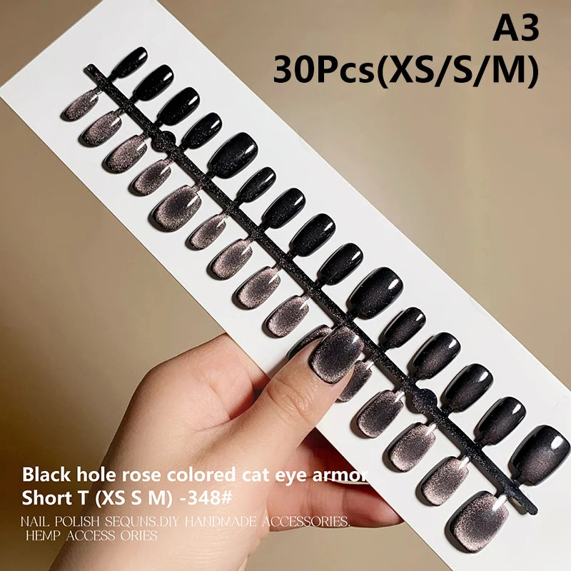 Cat Magnetic Press Nail Pretty Fake Nails Detachable Full Tips Qme A3