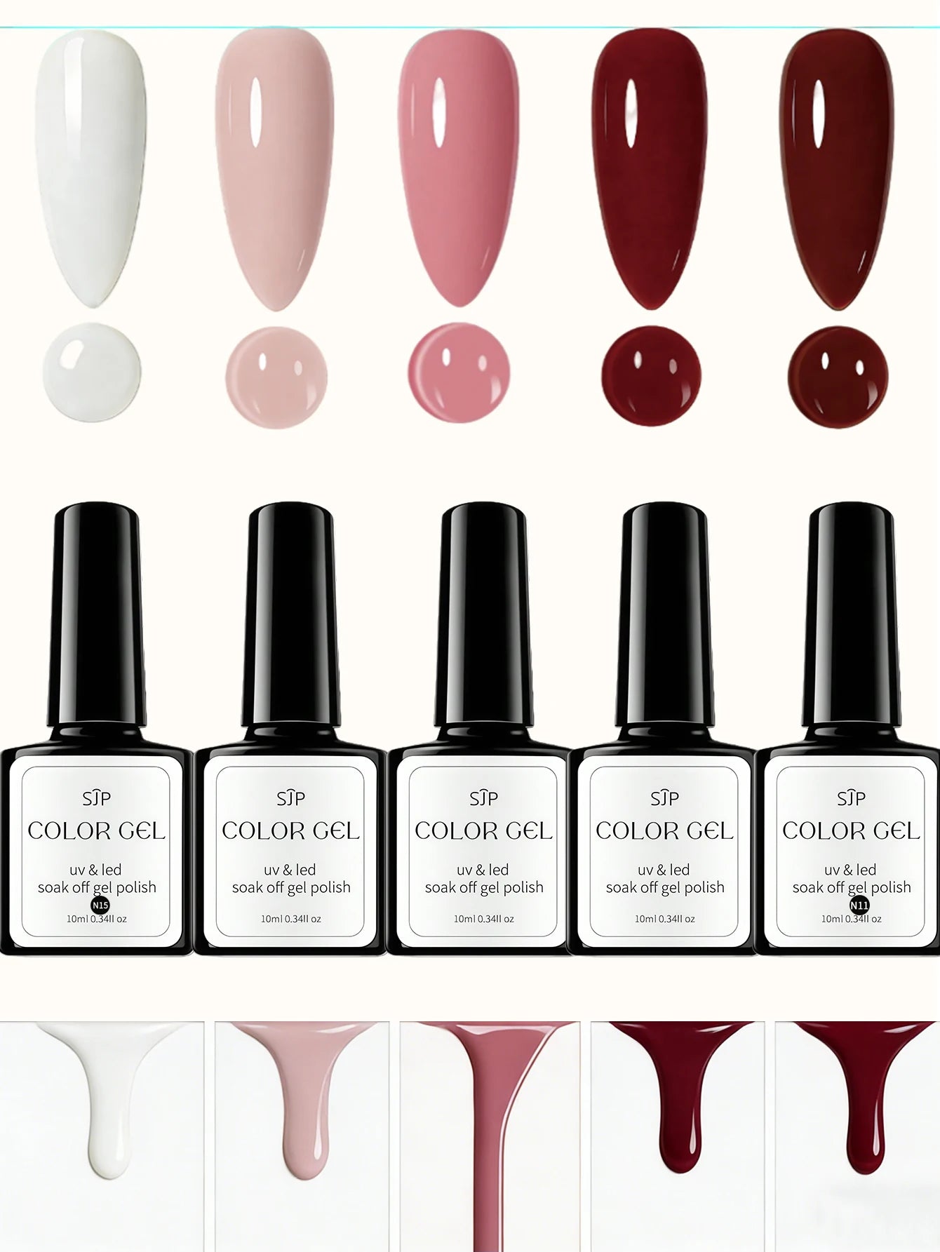 1 5-piece Pink Nail Polish Semi-permanent UV Gel DIY Spring Summer Art Qme