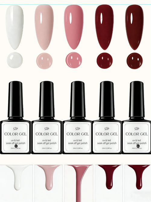 1 5-piece Pink Nail Polish Semi-permanent UV Gel DIY Spring Summer Art Qme