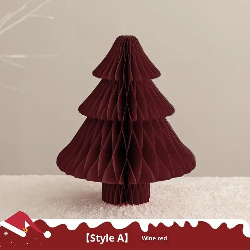 Christmas Tree Ornament 3D Honeycomb Ball Folding Paper Xmas Tree Desktop Hanging Xmas Decor Qme A5