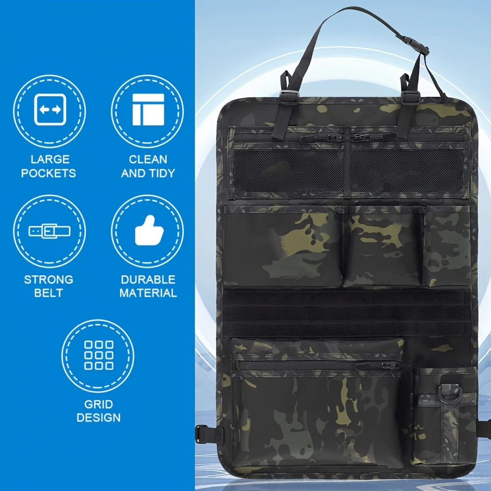 Multi-Pocket Backseat Organizer for SUVs and Trucks - Durable Oxford Cloth Storage Bag with Random Zipper Direction Qme