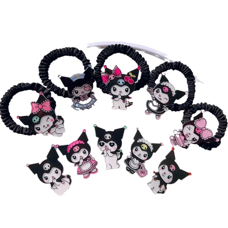 Clowmi Hair Clips Black Pink School Ties Accessories Cute Bands Qme
