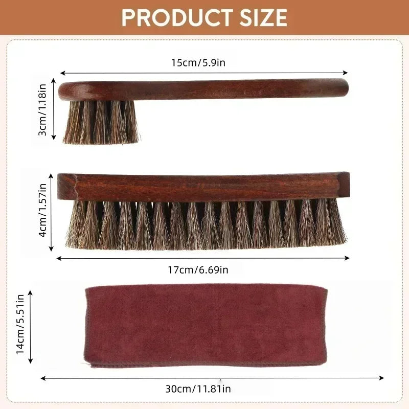 Horsehair Shine Shoes Brush Cleaning Leather Boots Care Brushes Suede Qme