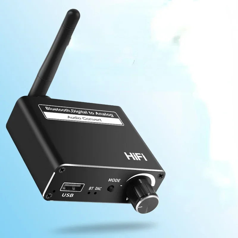 3.5MM 3.5 AUX to RCA Digital to Analog Audio DAC Converter, Spdif Optical Fiber Signal Decoder, Bluetooth 5.0 Receiver, Amplifie Qme