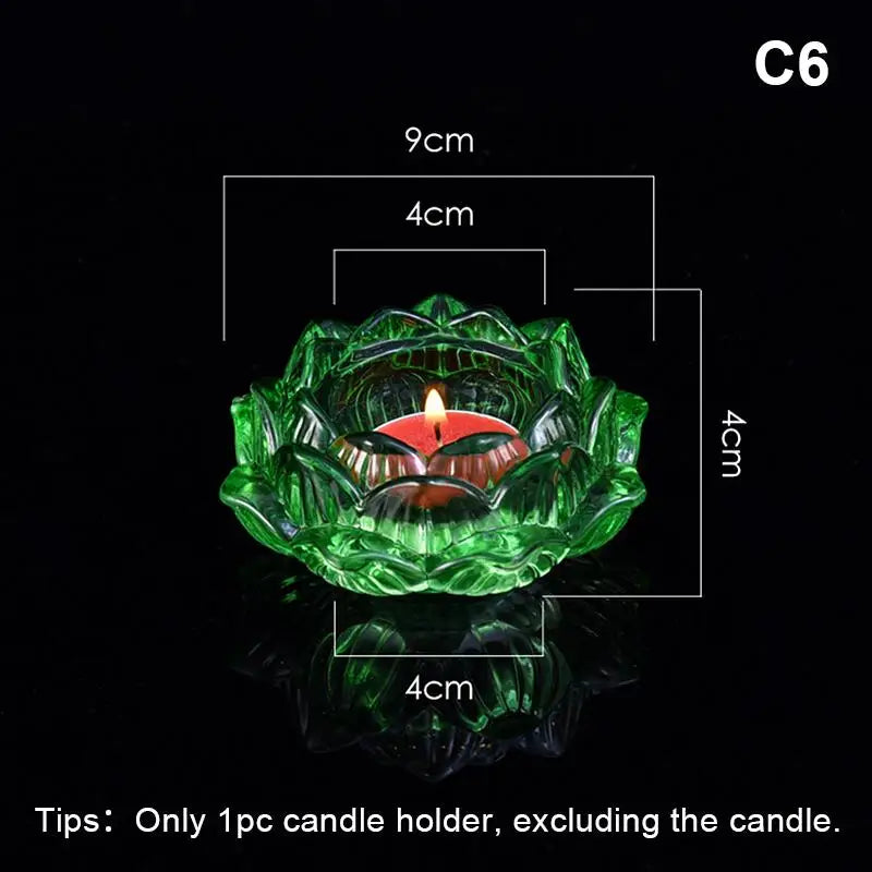 Glass Lotus Candle Holder Windproof Heat Resistant Suitable Use As Qme C6