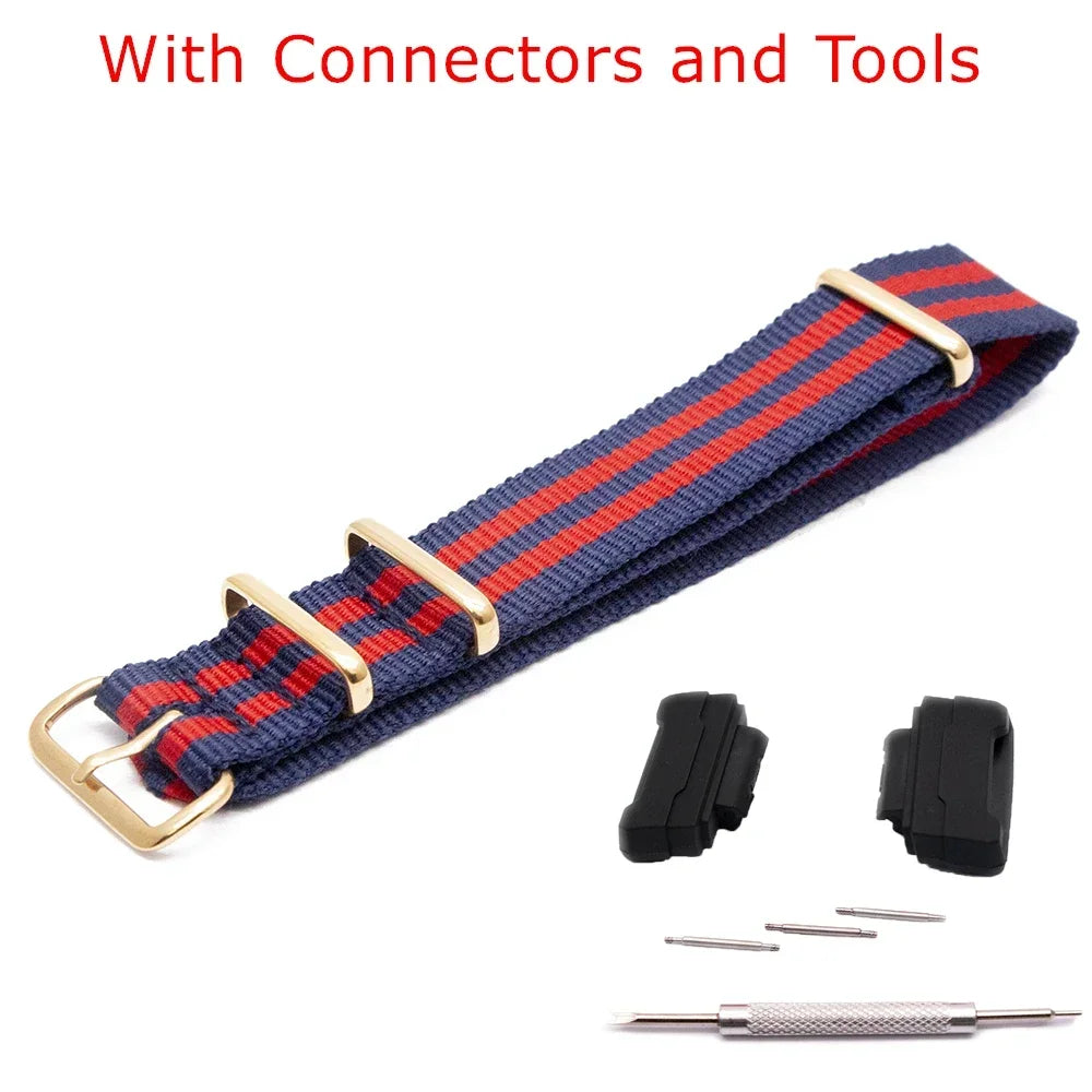 Nylon Watch Strap for Casio G-Shock GA100 GA120 GA110 GA400 Men Women Gold Buckle Replacement Watchband Bracelet Qme 3Blue 2Red 22mm