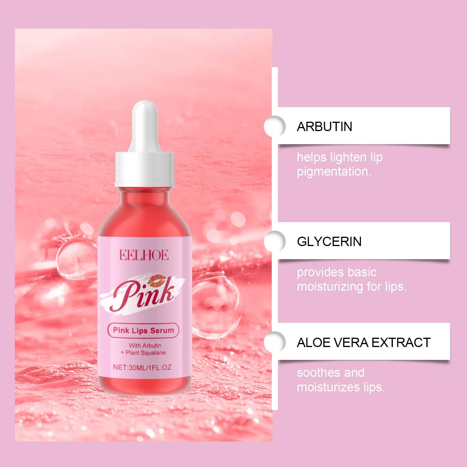 Pink Lip Serum Lip Plumping Essential Oil Lightening Dark Lip Remove Dead Skin Lip Lines Brighten Moisturizer Lip Balm Essence Qme