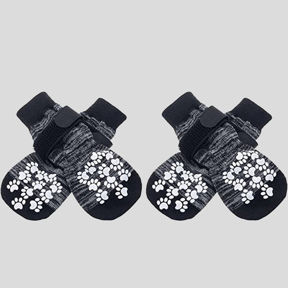 4PCS Pet Shoes, Dog's Foot Covers, Adjustable Indoor And Outdoor Non-Slip Socks For Pets. Qme Gradient black M