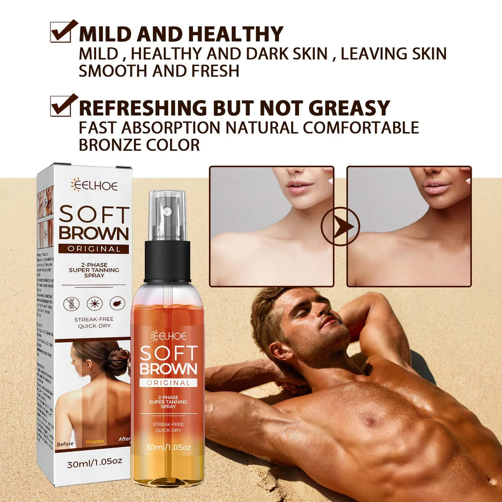 Self Tanning Spray Assist Natural Soft Antique Bronzer Wheat Skin Tone Tanning Accelerator Spray Beach Outdoor Sunscreen Care Qme