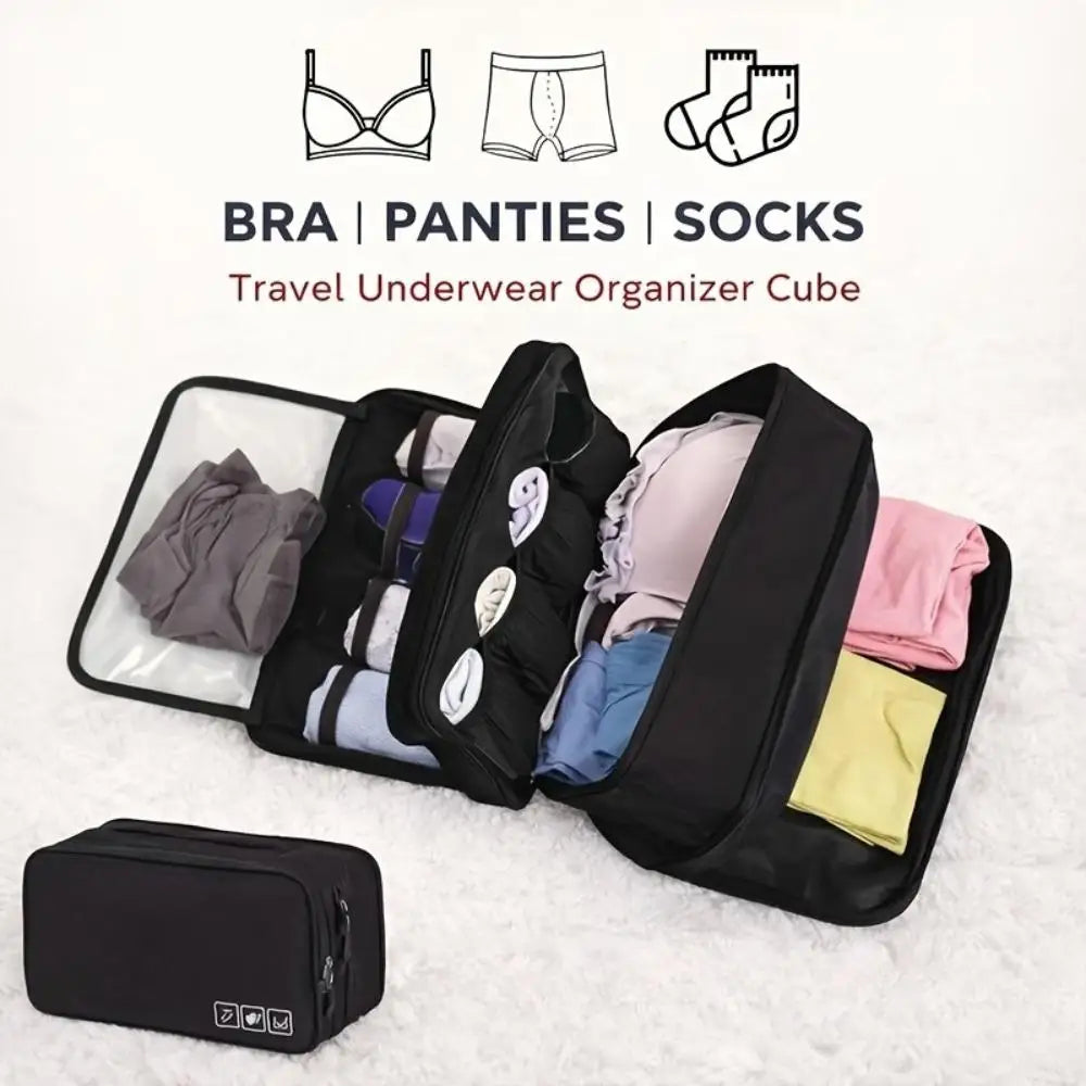 Portable Travel Multi-function Storage Cube Bag Underwear Bra Socks Qme