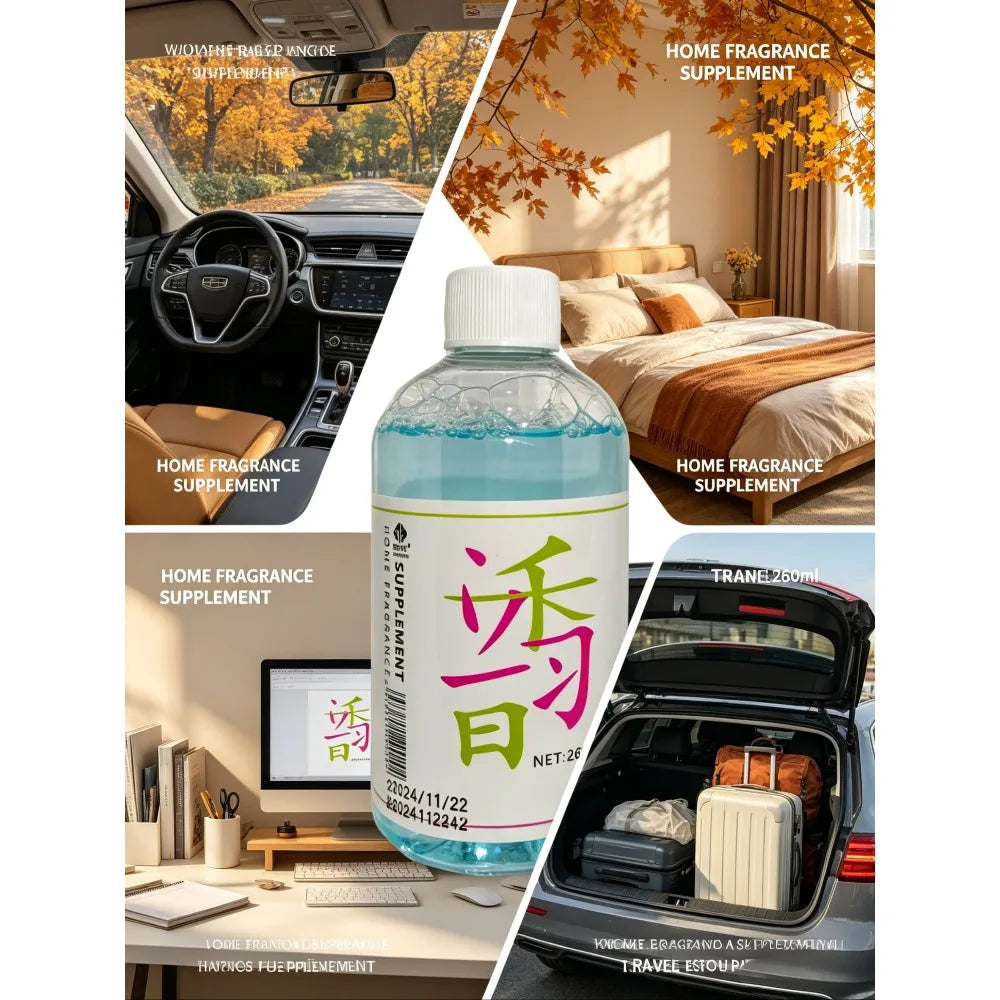 Car Aromatherapy Refill / Air Freshener Refill, 260ml Large Capacity, Multiple Natural Sweet and Fragrant Scents. Qme