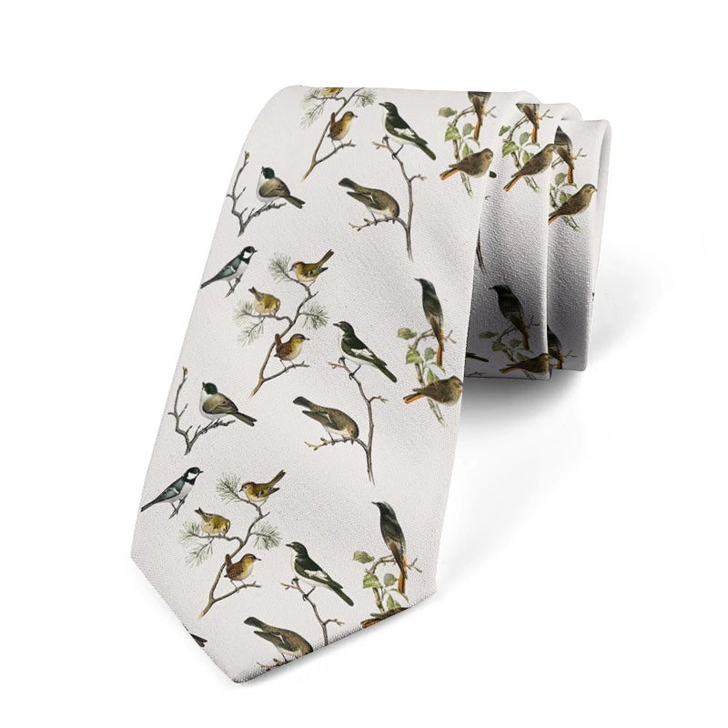 Funny Sparrow Print Tie Men Women Wide Casual Daily Business Shirt Qme style7