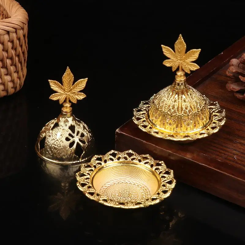 Home Hotel Incense Holder Yoga Ornaments Burner Hollow Golden Tower Qme
