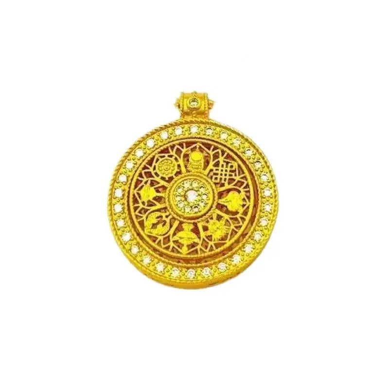 Vintage Ruyi Rotatable Pendant Good Fortune Necklace Women Fashion Versatile Round Pendant Necklace Jewelry Gifts Qme C