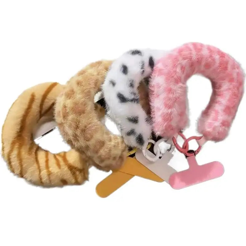 Exquisite Plush Wrist Lanyard Bright Colorful Strap Phone Keychain Qme