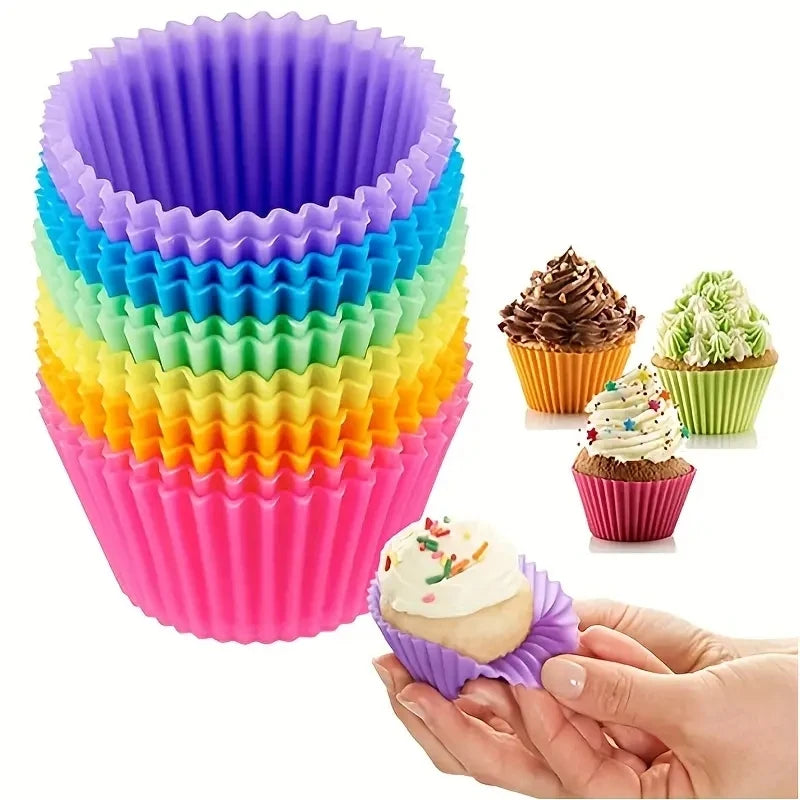 Silicone Cake Mold Round Heart Shape Muffin Cupcake Baking Molds Home Kitchen Bakeware Baking Cups BPA Free Kitchen Gadgets ﻿ Qme