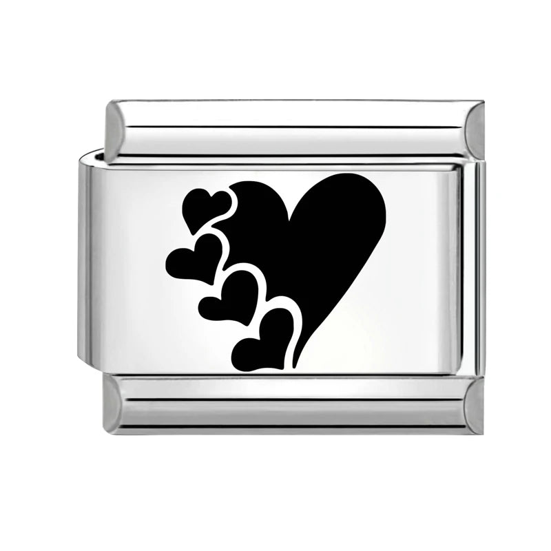 1pc Original Laser Engraving Star Art LOVE Heart Fish Charm Link fit 9mm Stainless Steel Jewelry Making DIY Italian Bracelet Gif Qme Style 23