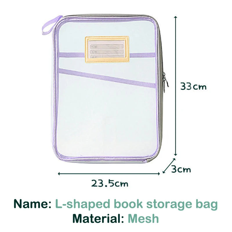 A4 Double-layer Mesh Zipper Bag Large Capacity Stationery Storage Qme