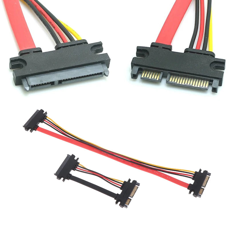 Sata 22 Pin Male Female Extension Cable 7+15 Data Power Combo Hard Qme