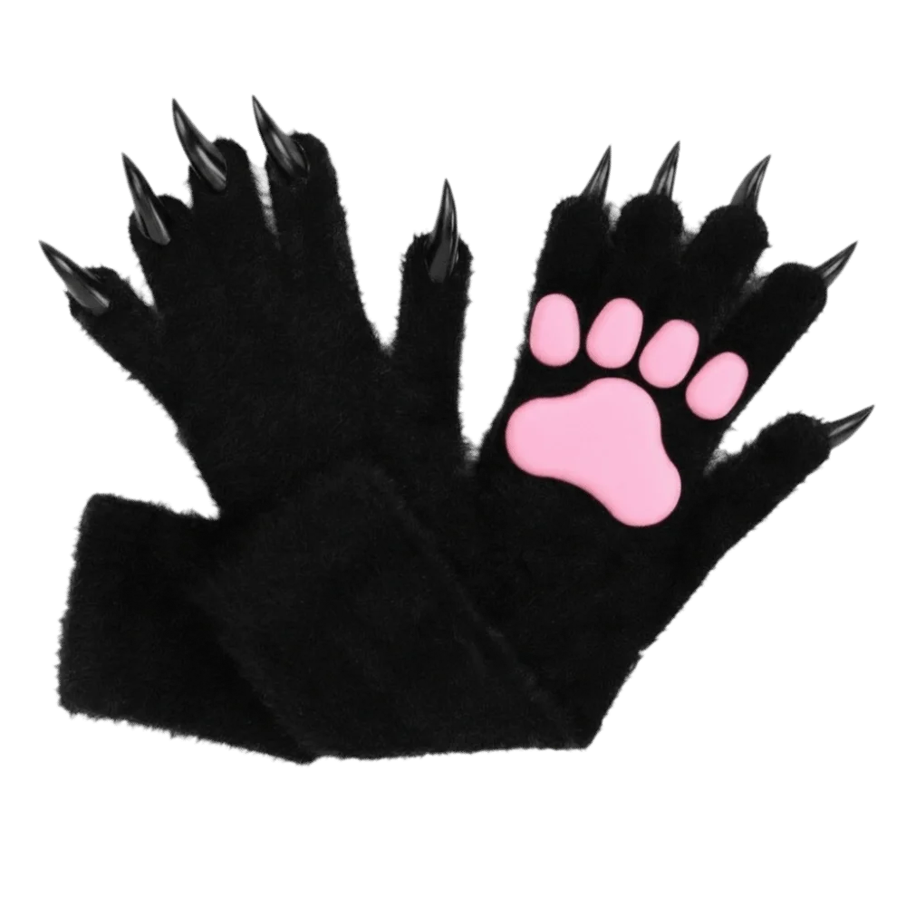 Long Cat Claw Gloves Furry Cute Animal Hand Silicone Paw Pads Cosplay Qme