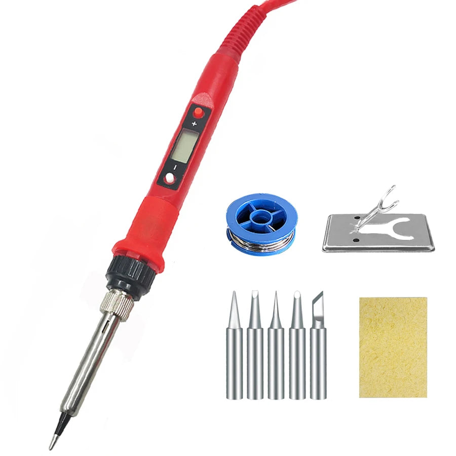 80W Digital Electric Soldering Iron 220V 110V Temperature Adjustable Qme 80W red set3 220V EU plug