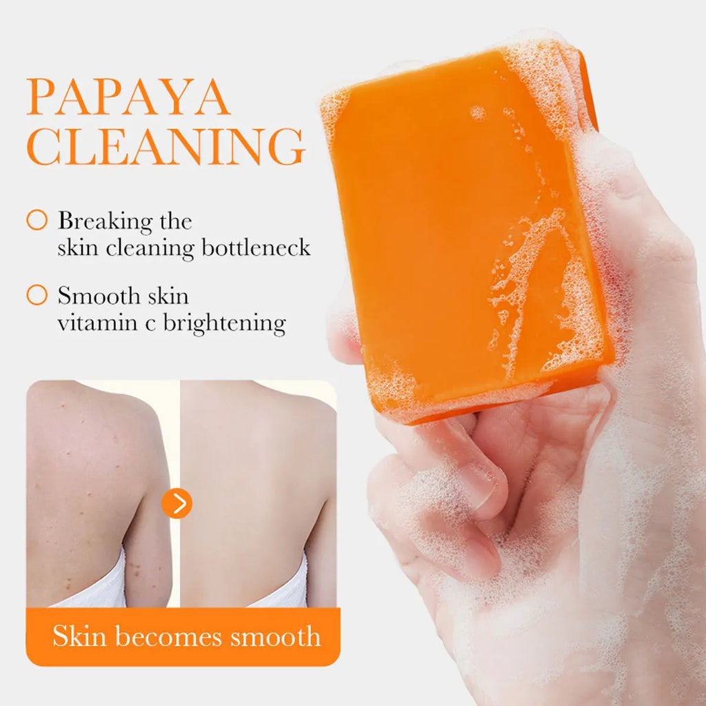 Papaya Vitamin C Whitening Essential Oil Soap Control Refreshing Qme Papaya VC soap 100g