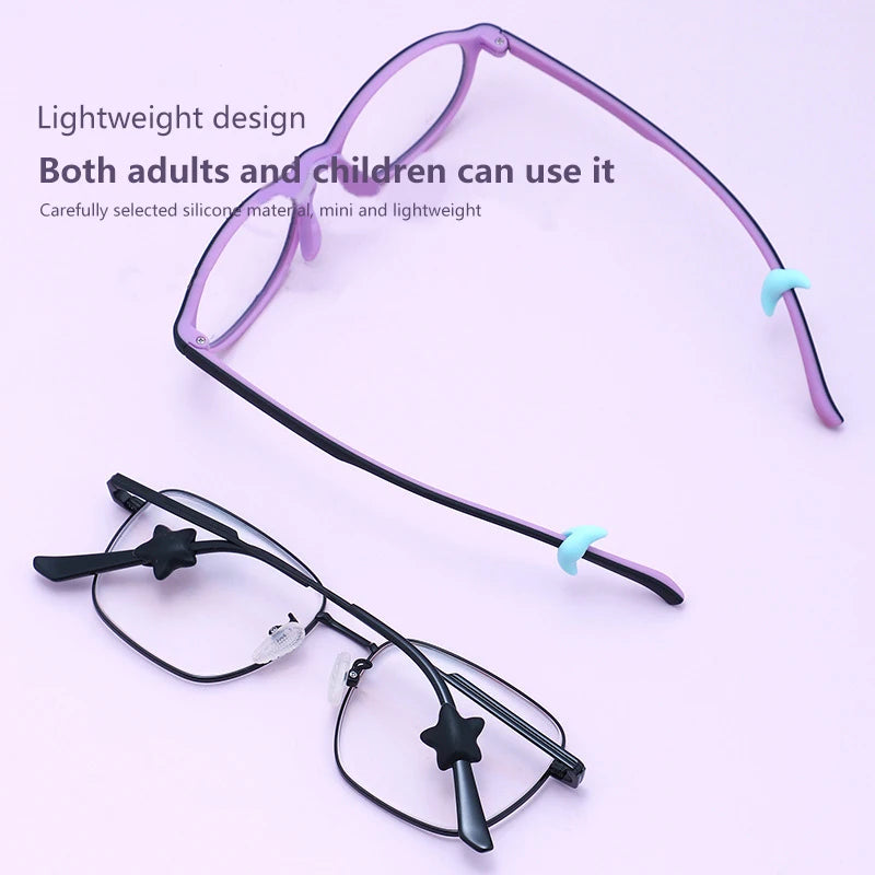 5 Pairs Anti Slip Ear Hook Silicone Star Moon Eyeglass Eyewear Qme