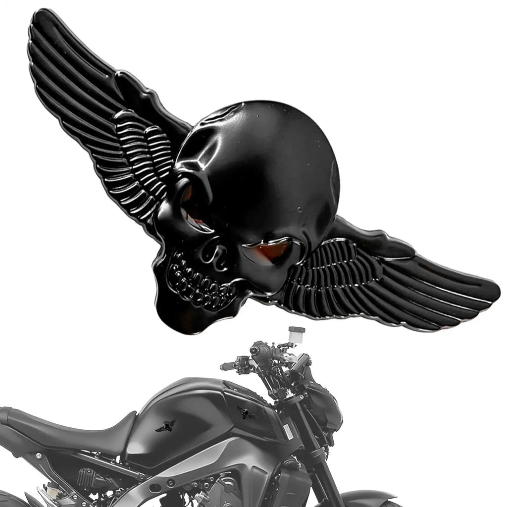 Angel Wings Car Decal Skeleton Car Bumper Decals Metal Auto Emblem Fashionable Car Badges Stickers for Trucks and Motorcycles Qme