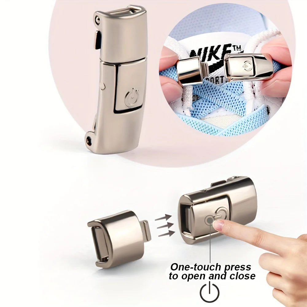 Shoe Lace Buckle Lock Metal Quick and Easy Shoelace Without Lace Buckle Switch Logo Suitable for Children and Adults Shoe Laces Qme