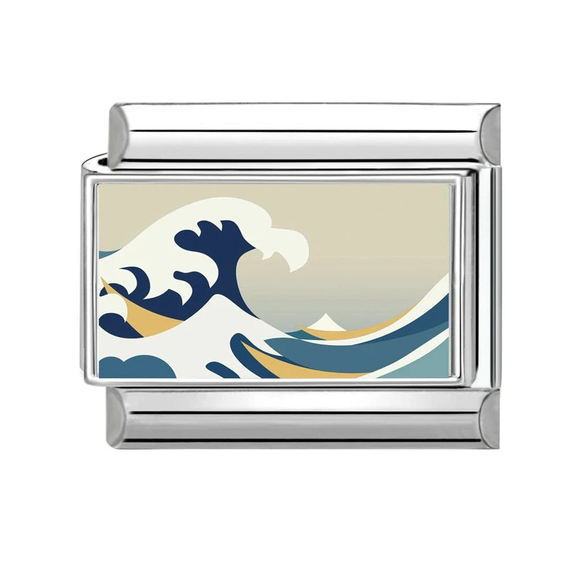 2026 Women's Ukiyoe Seawaves Mount Fuji Italian Charms Links Beads
