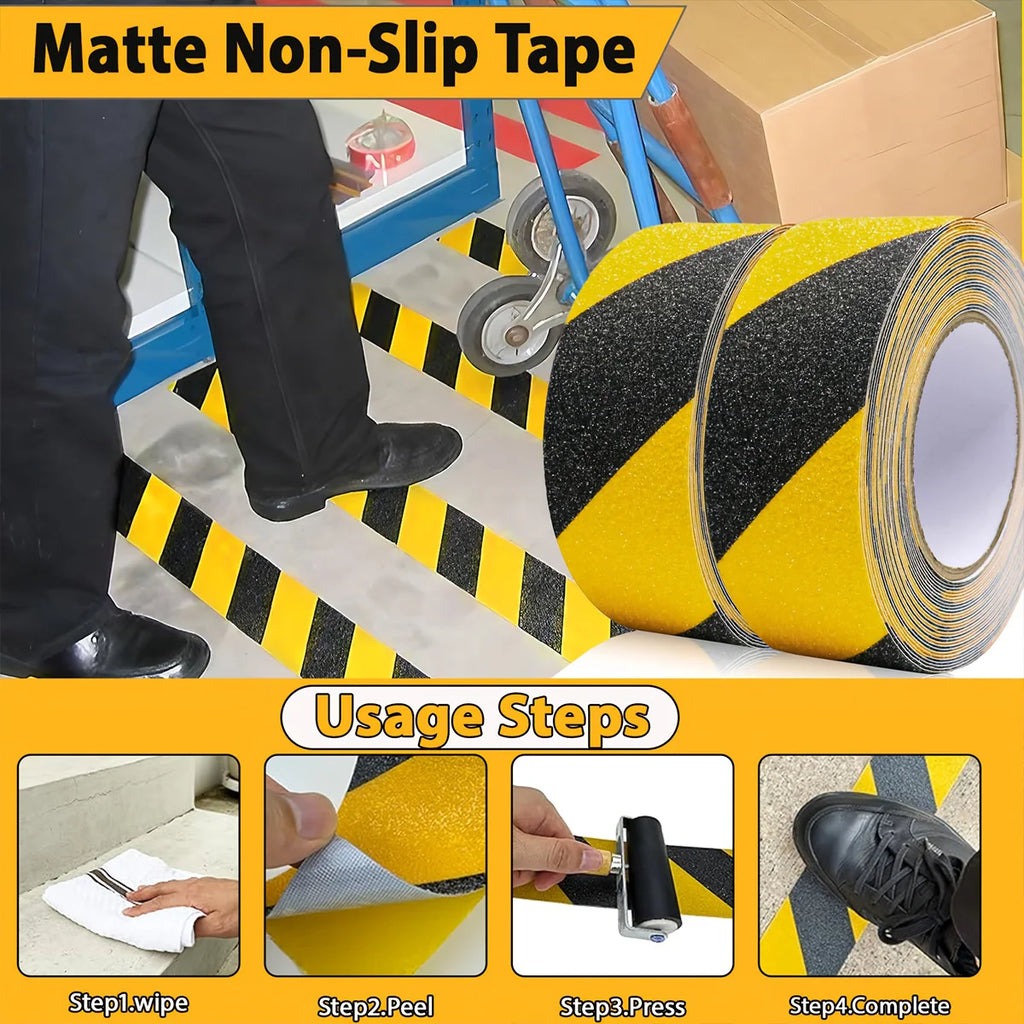 1pc Anti Slip Safety Grip Tape, Non Skid Tread for Stairs, Steps, Floors, Caution Dangerous Zones, Indoor and Outdoor Use Qme