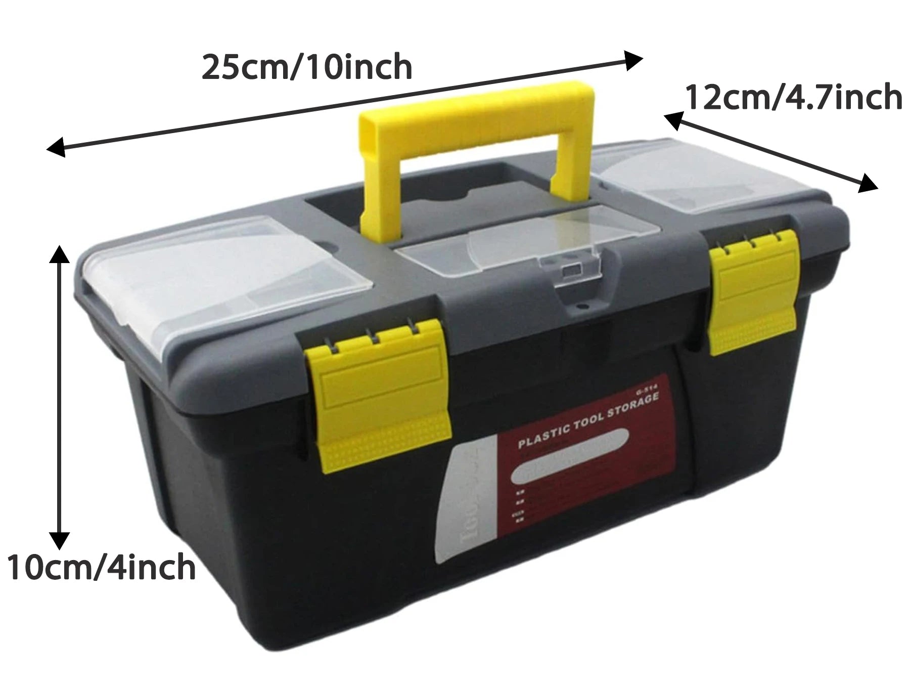 10 inch Double-Layer Tool Storage Box,Hand Tool Case Portable Toolbox,2 Layer Plastic Hand Tool Chest Storage Case. Qme