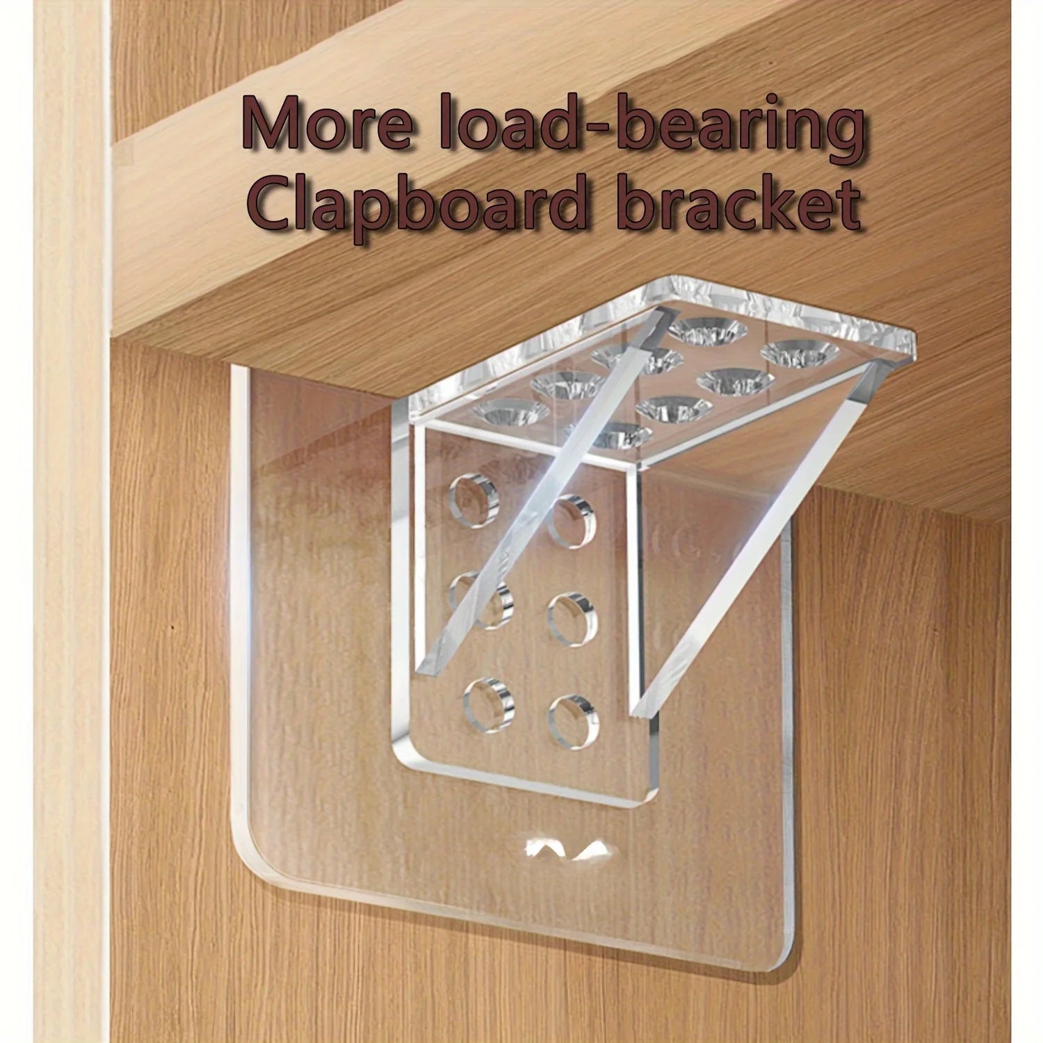 Punch Free Clear Acrylic Shelf Support Brackets, Adhesive Layer Board Holders for Wardrobe Cabinet Qme