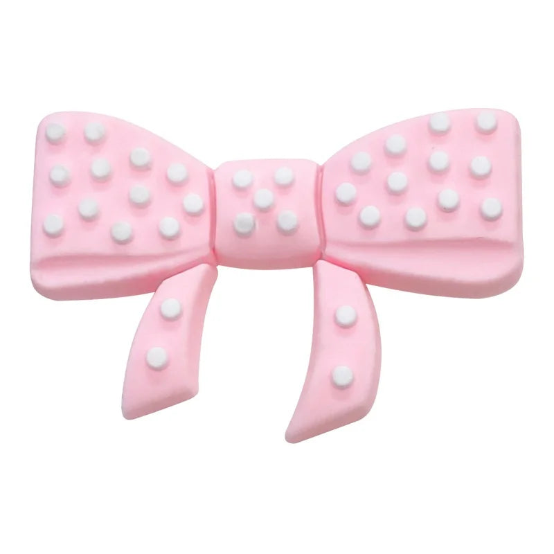 2026 Fashion 1PCS PVC Sweet Pink Red Bow Knot Shoe Charms DIY Shoe Buckle Accessories PVC Shoe Decorations Christmas Gifts Qme Style 2 CN