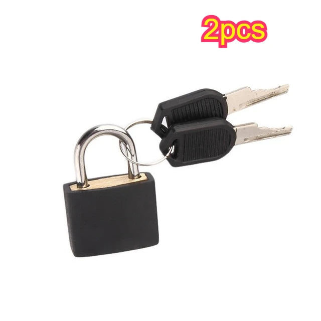 Colorful Padlock Mini Keyed Lock for Luggage Suitcase Backpack Diary Drawer Cabinet Storage Locker Small Safety Lock Qme Black 2pcs