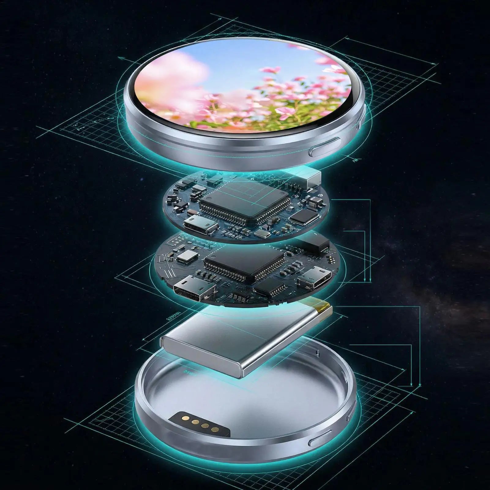 Electronic Badge HD Touchscreen Digital Photo Display Brooch Electronic Badge Anime Pins for Backpacks Christmas Boys Girls Qme