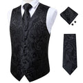 Men's Luxury Paisley Suit Vest & Tie Set – Formal Waistcoat with Necktie Pocket Square, Perfect for Weddings and Business Events Qme MJ-0109 M