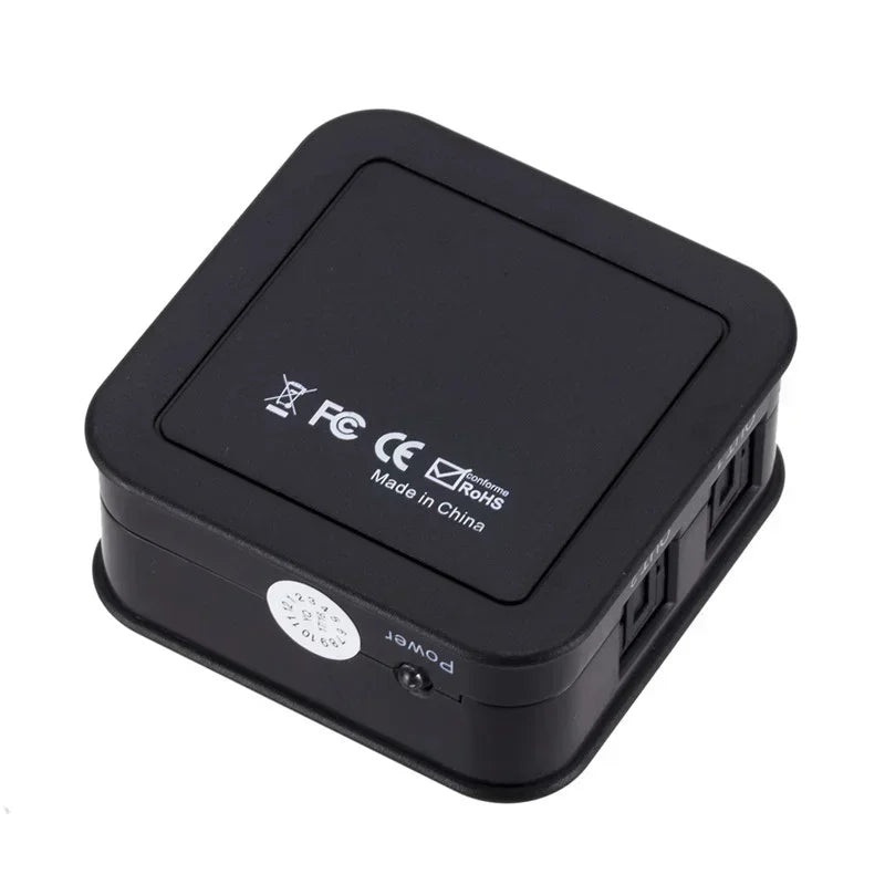 Digital Optical Audio 3 - way Splitter Adapter SPDIF Optical Cable Splitter Hub Qme black