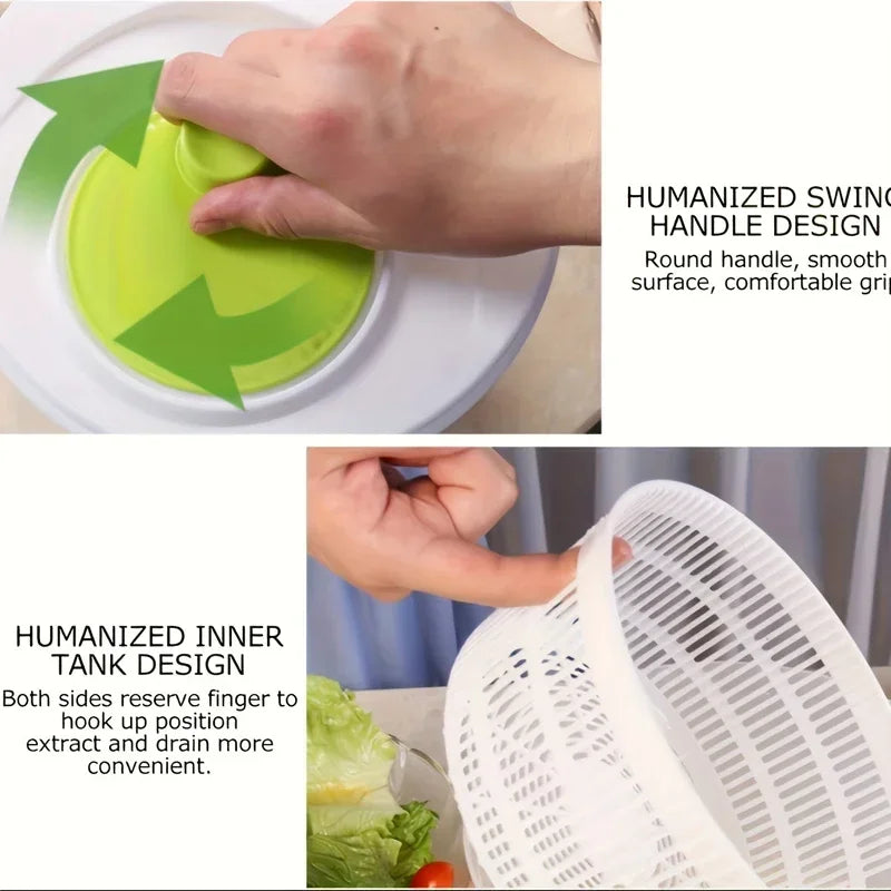 Multifunctional Manual Salad Spinner Household Vegetable Salad Dehydrator Kitchen Vegetable Drainer Filter Fresh-keeping Tool Qme