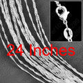 5PCS Promotion Wholesale 925 Sterling Silver Color Beautiful Water Wave Necklace Singapore Chain With Lobster clasps 16"-30" Qme 24 Inch 60CM