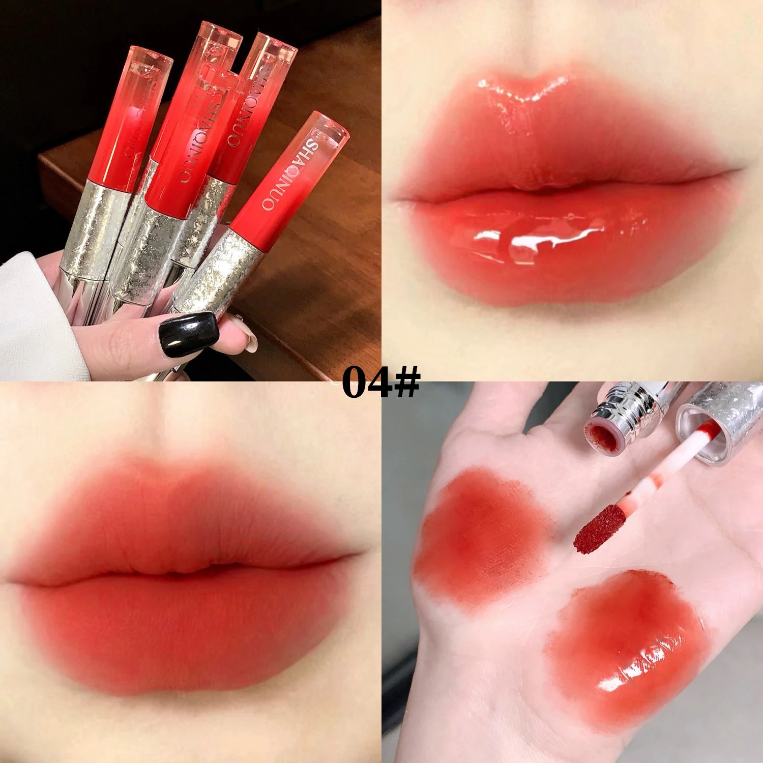 SHAQINUO Colorful Double-head Lip Glaze Mud Two-in-one Matte Mirror Qme S992-4