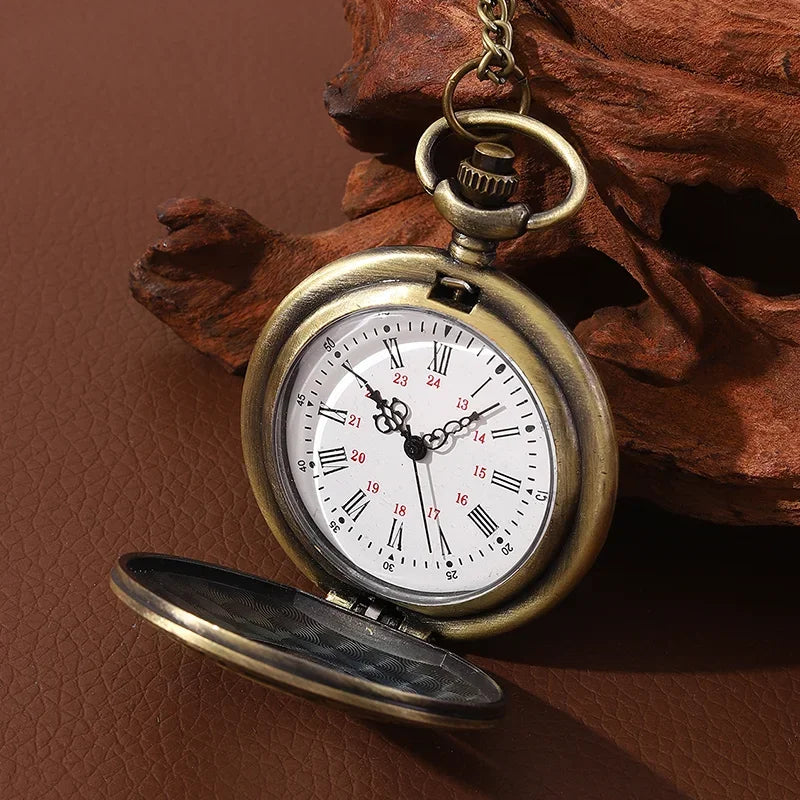2026 Vintage Bronze Romantic English Vintage Classic Pattern Pocket Watch Roman Numerals Antique Pocket Watch Father's Day Gift Qme