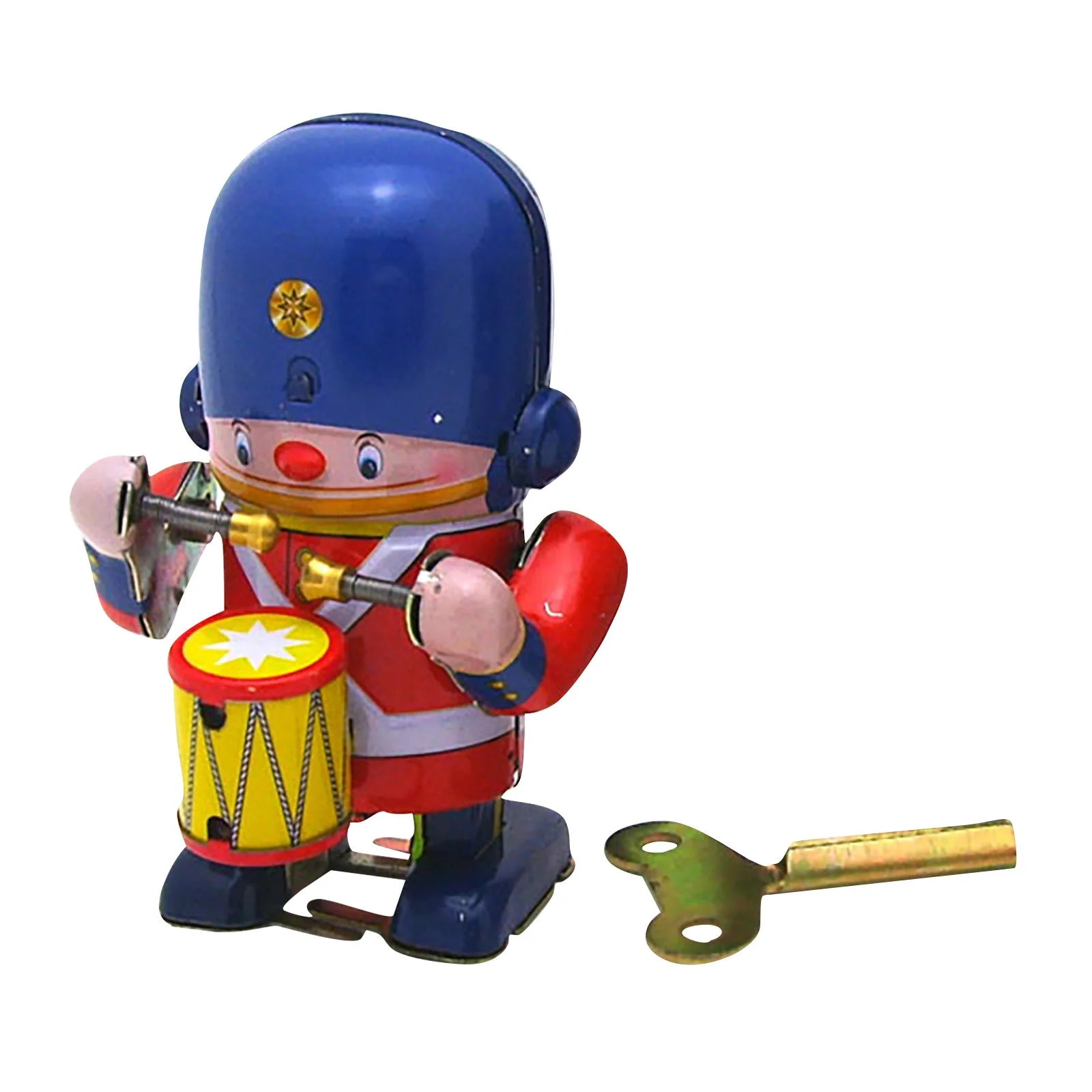 Tinplate Clockwork Toy Walking Drummer Soldier Retro Easter Vintage Wind- Up Toy Kids Novelty Metal Tin Supplies Home Decoration Qme